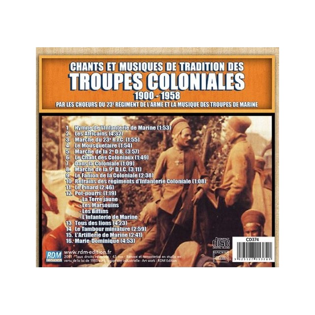 Chants et musiques de tradition des troupes coloniales 1900-1958 - CD